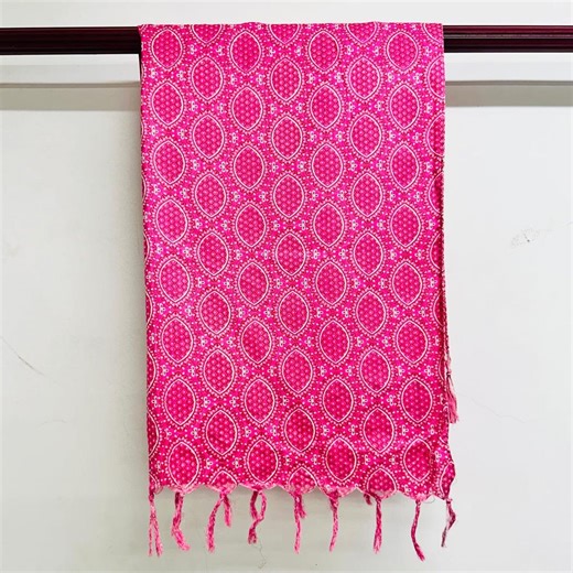 Pink Patterned Cotton Scarf With White Dots and Circles - Etsy UK