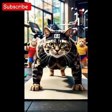 Strong Cat Doing Pushups in the Gym 💪🐱 #cats #shortsfeed #catsmeowing