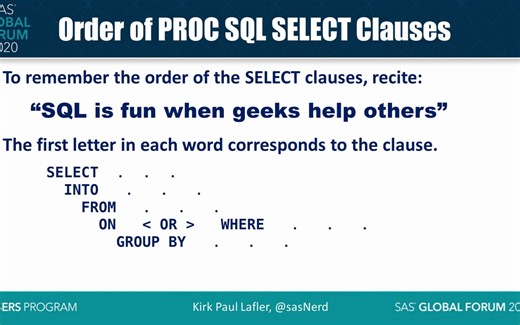SAS Tutorial PROC SQL Programming Techniques for SAS Users and Programmers