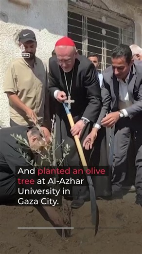 Latin Patriarch of Jerusalem Pizzaballa makes solidarity visit to Gaza | AJ #shorts