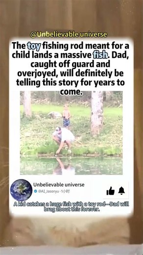 A kid catches a huge fish with a toy rod—Dad will brag about this forever. #funny