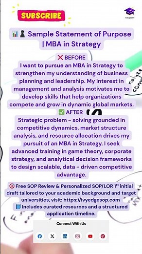 📊♟️ Sample Statement of Purpose | MBA in Strategy #strategy