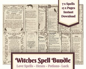 Printable Witchcraft Spell Pages – 8 Grimoire Spells – Book of Shadows PDF – A4 Digital Download - Etsy