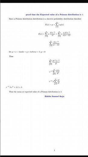 proof that the mean of a Poisson distribution is lambda