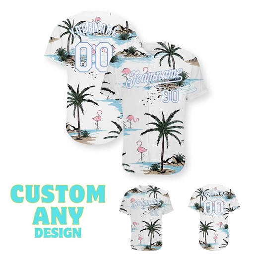 Custom Baseball Jersey Personalized Tropical Flamingo Team Shirt with Name Number