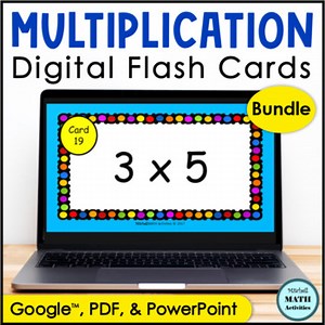 Digital Multiplication Flash Cards for Fact Fluency Practice BUNDLE