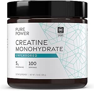 Dr. Mercola Pure Power Creatine Monohydrate - Supports Strength & Performance - Unflavored - NSF Certified - Quick-Dissolving Powder - 17.60 oz - 100 Servings