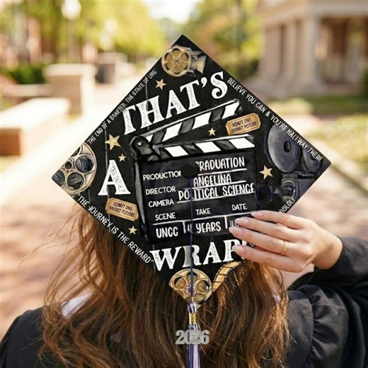 Custom Graduation Cap Topper Cinema Theme, That's a Wrap Grad Cap Decor, Film Theme Graduation Decoration, Class of 2026 - Etsy