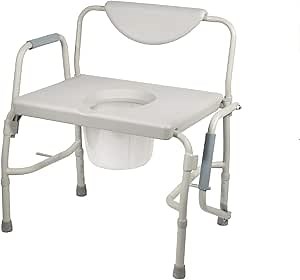 HEALTHLINE Heavy Duty Drop Arm Bariatric Commode | Bedside Commode Toilet Chair with Arms and Bathroom Safety Frame for Elderly, Adults | Adjustable Seat Height, Extra-Wide, 500 lbs