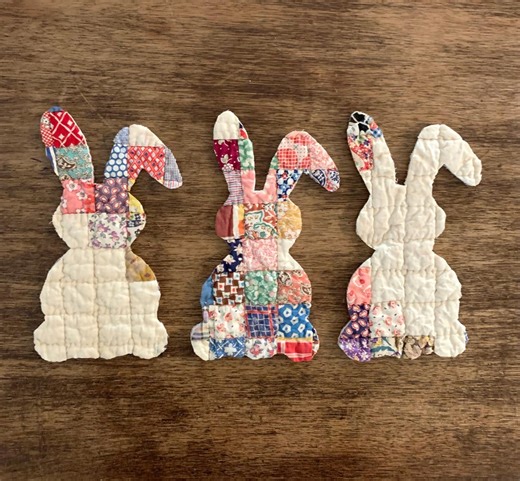 Vintage/antique Appliqued Quilt Piece Bunny/rabbit 3 Hand Cut for Upcycling-repurposing DIY Projects Clothing/home Decor Cutter Quilt - Etsy
