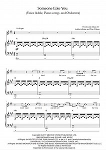 Someone Like You (Voix Adele, acc. piano et orchestre) (Adele) - Partition Piano