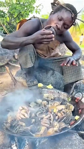 African Bush Cooking by an Elder Hunter | Authentic Village Life.#shorts #africantribe