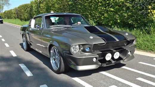 Classic Cars Accelerating at Full Power