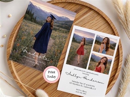 Graduation Party Invitation Template | Graduation Invite | White Minimalist Grad Invitation | Canva Editable Template | Digital Download - Etsy