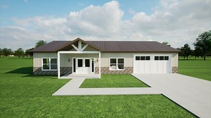 Single Story Barndominium - 60' X 40' - THE SAN ANTONIO - Open Concept, 2 Car Garage, Built-in Cabinets, Farmhouse, His and Her Closets - Etsy
