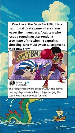 In One Piece, the Davy Back Fight is a traditional pirate game where crews wager their members A ca