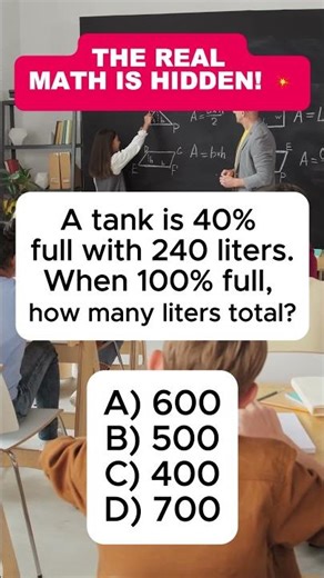 Tank 40% Full with 240 Liters 💧 | Find Full Capacity | Math Puzzle | IQ VistaX #iqvistax #Puzzle