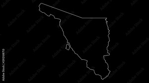 Sonora Mexico federal state map outline animation