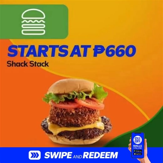 Indulge in the best of both worlds with the legendary Shack Stak from Shake Shack! This signature burger is a magnificent combination, featuring a juicy quarter pound 100% Angus Cheeseburger layered right beneath a crispy-fried 'Shroom Burger. The 'Shroom Burger is a vegetarian delight, a Portobello mushroom filled with melted Muenster and Cheddar cheeses. The entire stack is topped with fresh lettuce, tomato, and Shake Shack's famous ShackSauce. The Shack Stak starts at P660. Enjoy this ultimat