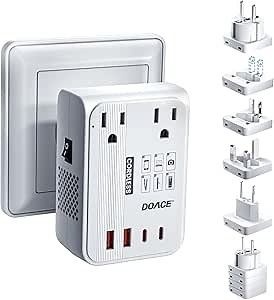 DOACE 220V to 110V Converter for European Travel - 350W Cordless Voltage Converter US to Europe, Power Converter Adapter Combo with PD Chargers for Hair Straightener Shaver Toothbrush Laptop Phone