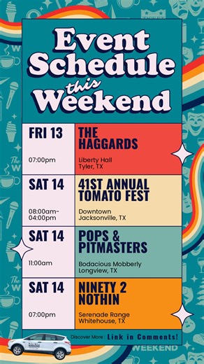 Check out these super fun weekend events in East Texas! ✨ Discover even more in our Weekend Preview and Live Music Lineup lists. | The East Texas Weekend