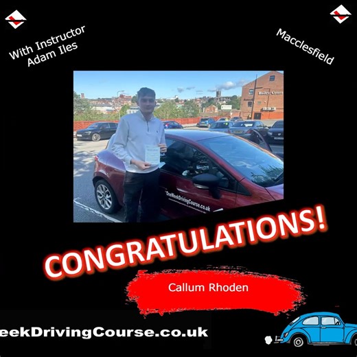 🚗 Congratulations, Callum Rhoden! 🚗 We're thrilled to announce that Callum passed his driving test at Macclesfield on Friday 8th August! 🎉 Callum completed our 6-day, 36-hour Intensive Course, expertly guided by his instructor Adam Iles. Fantastic work, Callum! 👏 Are you ready to take the fast lane to driving success? 🏁 With our Driving Test Guarantee, you can skip the long waiting lists and get on the road sooner! 👉 Learn more about our Driving Test Guarantee and see why thousands of lear