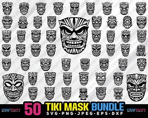 Tiki Mask Vector Bundle, Silhouette Clipart (digital Download) - Etsy