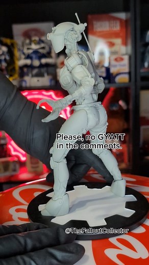 The Assaultron prototype Statue. These were limited to 200 worldwide, made and sold by the Bethesda gear store. This was one of three variant Assaultrons, A regular one and a Dominator were also available. Retail was $95usd They've all since sold out, I see them from time to time on eBay and other resale websites at a markup. #thefalloutcollector #falloutcollector #assaultron #fallout #fallout4 #fallout76 #bethesda #bethesdagear #robco #robot #wasteland #wastelander | The Fallout Collector