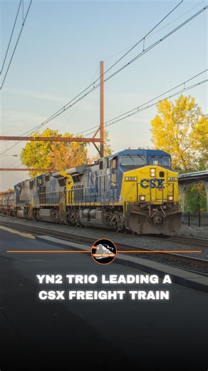 Trainiac Productions on Instagram: "A “Bright Future” trio at sundown! Three CSX locomotives in the classic YN2 or “Bright Future” livery are seen hauling mixed freight train Q389 through West Trenton, New Jersey. The lead engine, AC4400CW No. 488, is still kicking in YN2 paint as of this posting. The second engine, C40-8W No. 7352, was built in 1993 as Conrail No. 6179 and has since been retired from CSX’s roster. The third engine, SD60M No. 8781, was built in 1993 as Conrail No. 5561 and has s