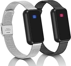 PULOMI Long Distance Touch Bracelets Set of 2 - Lovers Are Closer Than Ever, Remote Smart Connection Love Bracelet, Send SOS SMS,For Couples Lovers Family Friends, Relationship Couples Gifts Black