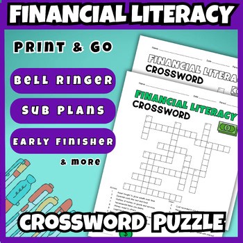 Middle School Financial Literacy Crossword Puzzle Vocabulary Activity Worksheets