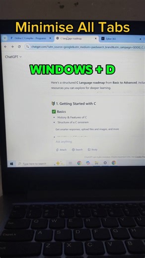 How to close all tabs in one click ✅ | Use Of Windows + D Shortcut #shorts #pc #tricks