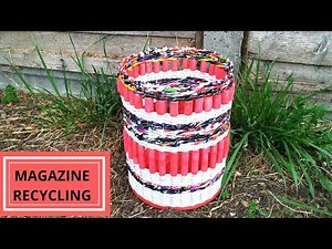 How to make a magazine basket || Paper woven basket||magazine recycling|| Iris Craft Corner 45