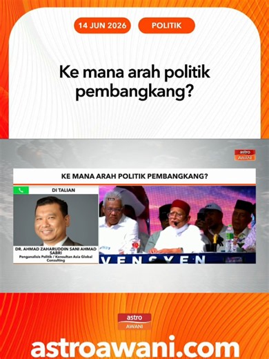 Ketika parti-parti politik sedang menyusun semula strategi menjelang cabaran politik akan datang, tumpuan kini terarah kepada kemunculan Parti Wawasan serta perkembangan kerjasama melibatkan Parti Warisan dan Pas. Adakah ini sekadar percaturan politik biasa, atau petanda kepada perubahan yang lebih besar dalam landskap politik negara? Bersama saya di talian ialah Penganalisis Politik Dan Konsultan Kanan, Asia Global Consulting, Dr. Ahmad Zaharuddin Sani Ahmad Sabri. #AWANInews