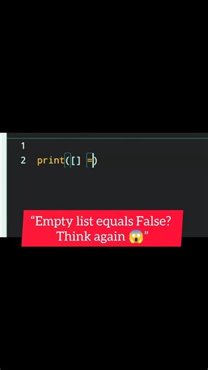 Is Empty List Equal to False in Python? 😱#shorts #python #codingshorts #dailycodelearning #viral
