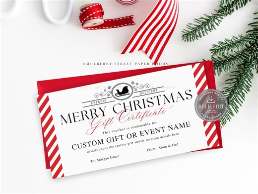 Editable Christmas Gift Certificate Printable Digital Download Canva Template DIY Custom Voucher Corjl - Etsy UK