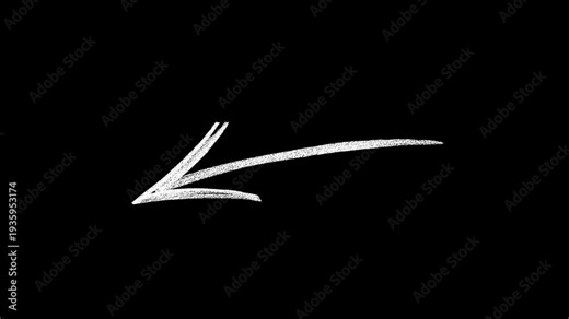 Arrows animation on a transparent background, Hand drawn thin arrow graphic animation. Alpha channel.