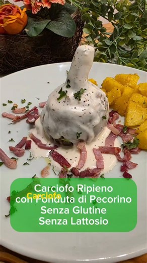‼️ Ricetta Carciofi con Fonduta di Pecorino Ripieni * senza glutine * senza lattosio 🧀 Un piatto che faccio spesso in questa stagione. Mi piace molto la Fonduta di Pecorino che avvolge il carciofo. 🧺 Ingredienti (persone 4 persone) 4 carciofi mammole Mezzo limone 3 cucchiai di pangrattato senza glutine 1 uovo 1 cucchiaio di pecorino romano per il ripieno 3 cucchiai di pecorino romano per la fonduta 50 g di mozzarella senza lattosio 50 g di speck tagliato a pezzetti Tre cucchiai di latte senza 