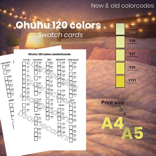 Ohuhu Honolulu B 120 Colors - A4,A5 Swatch Cards - New & Old Color Codes - Etsy