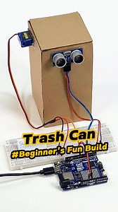 Built a Trash Can That Knows When You're Close 😲#ArduinoProject #SmartTrashCan #UltrasonicSensor #DIYelectronics #TechHack #NoTouchTrashCan #HomeAutomation #MakersGonnaMake #STEMProjects #FutureOfHome | SunFounder OpenSource