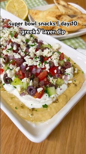 Greek 7 Layer Dip 🥒 🍅 Recipe in Description ⭐️