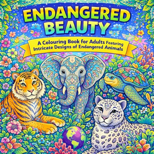 28 Page Endangered Beauty Colouring Book for Adults, Educational Endangered Animals Activity Book, (PDF, PNG Downloadable A4) - Etsy