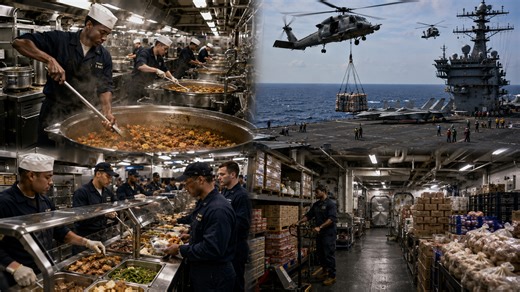 Inside the massive kitchens that feed US aircraft carriers