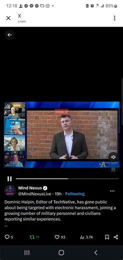 Dominic Halpin, Editor of TechNative, has gone public about being targeted with electronic harassment, joining a growing number of military personnel and civilians reporting similar experiences. In this video, Dominic explains how it began after he retweeted a video from a whistleblower in Ukraine who claimed to witness a crime involving a member of the British royal family. Since then, he says, he’s felt as if he’s being “tasered every day.” Jesse Beltran shows the clip and breaks down why Domi