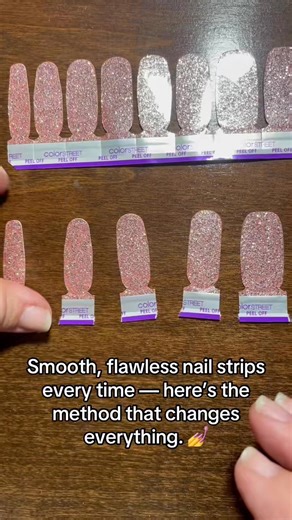 Linda Franco on Instagram: "If you’ve ever struggled with getting your ColorStreet nail strips to sit just right, this little walkthrough will make your next mani feel easy. 💅✨ The trick is in the setup: match your strip to your nail bed, remove the plastic, then peel the silver tab to reveal the actual strip. And here’s the game-changing part — use the teeing/anchoring method by placing the strip over the white backing so you can guide it without stretching or over-handling it. Place it right 