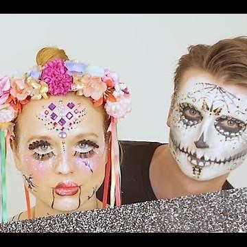 Halloween Makeup Tutorial: Creepy Doll And Glitter Skull