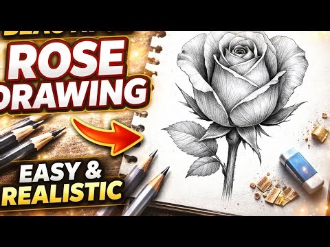 Easy Rose Pencil Drawing 🌹 | Step by Step Realistic Shading for Beginners