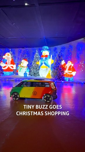 Tiny Buzz is whizzing around the shops finishing off the last of the shopping, he even managed to squeeze in a visit to the big man 🎅 | Volkswagen Commercial Vehicles UK
