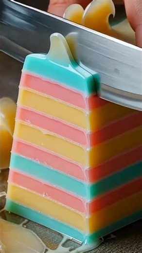 Slicing a Glossy Gummy Block 🍒✨ #ASMR #Shorts”