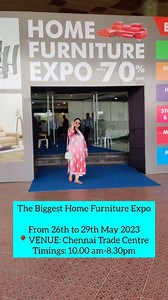 The Biggest Home Furniture Expo.... The most awaited Furniture Expo Biggest 4 Days show Sale is back ! Furniture to suit your Lifestyle and Comfortable living Exclusive IMPORTS & EXPORTS Products: SOFAS, HOME DECOR, BRASS & ARTIFACTS, LIVING ROOM, DINING SET, BEDROOM, LEATHER SOFA, RECLINER SOFA SETS CARPET & CUSHIONS, MATTRESSES, CURTAINS WATER FOUNTAINS in CHENNAI. 🗓️ DATE: 26th to 29th May 2023 📍 VENUE: CHENNAI TRADE CENTRE, NANDAMBAKKAM, CHENNAI Timings: 10.00 am-8.30pm #chennai #chennaiex